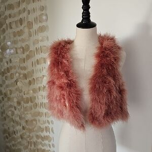 Faux Fur Vest in Dusty Pink
